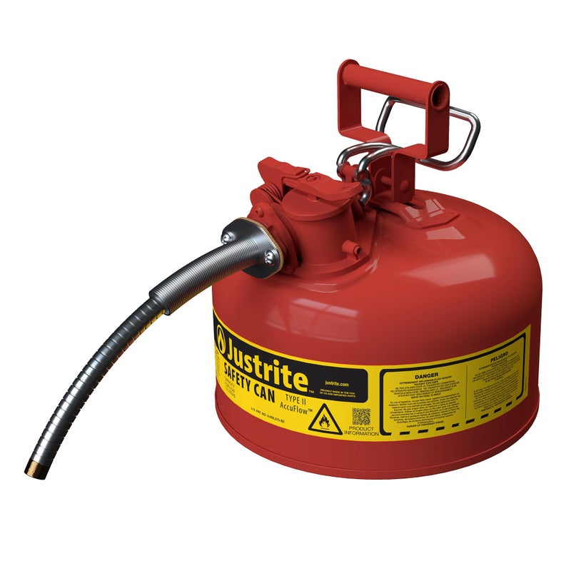 Justrite Type II Gasoline Safety Can Red Galvanized Steel FM Approved - Image 2