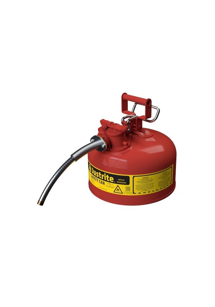 Justrite Type II Gasoline Safety Can Red Galvanized Steel FM Approved - Image 1