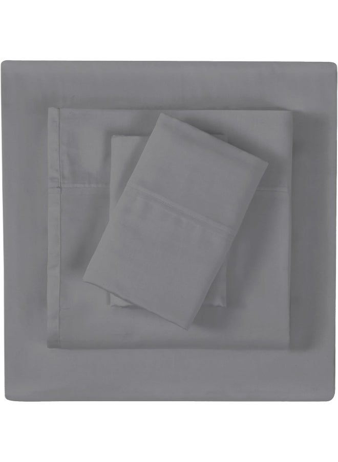 Vince Camuto - 400 TC Queen 4 Piece Sheet and Pillowcase Set - Percale Cotton Collection - Grey