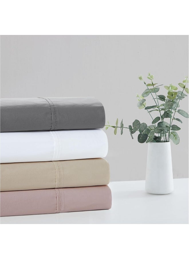 Vince Camuto - 400 TC Queen 4 Piece Sheet and Pillowcase Set - Percale Cotton Collection - Grey