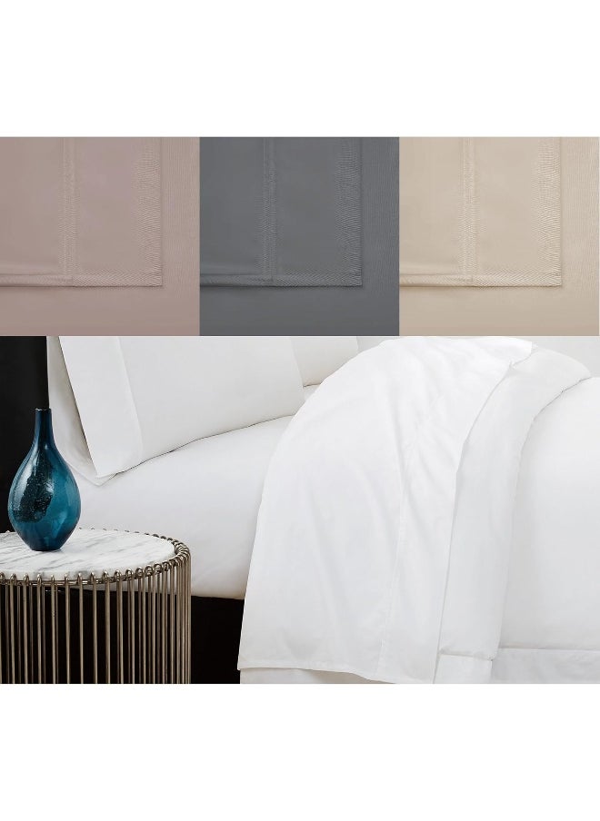 Vince Camuto - 400 TC Queen 4 Piece Sheet and Pillowcase Set - Percale Cotton Collection - Grey