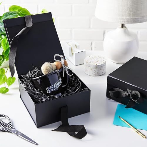 Aakriti Black Foldable Diwali Gift Box with Satin Ribbon - Medium (24 x 17 x 10 cm), Black Matte Finish, 20 Pack, Holds up to 5kg, Reusable Hamper Box for Gift Packing - Image 5