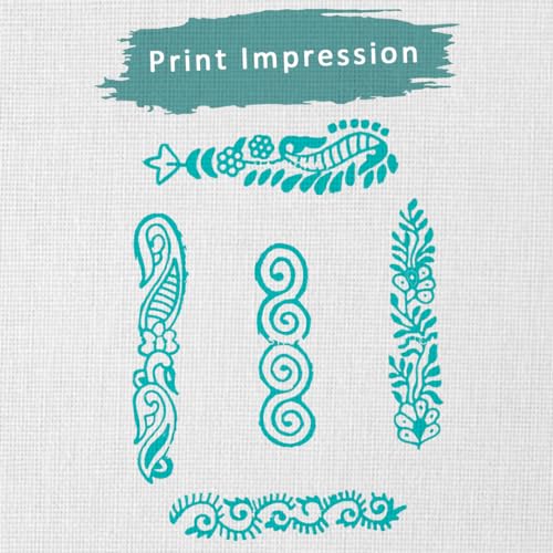 Hashcart (Set of 5) Finger Printing Blocks for Saree Border, Heena Printing, Textile Printing, Kids Art Project, Wooden Blocks for Block Printing Stamp - Image 3