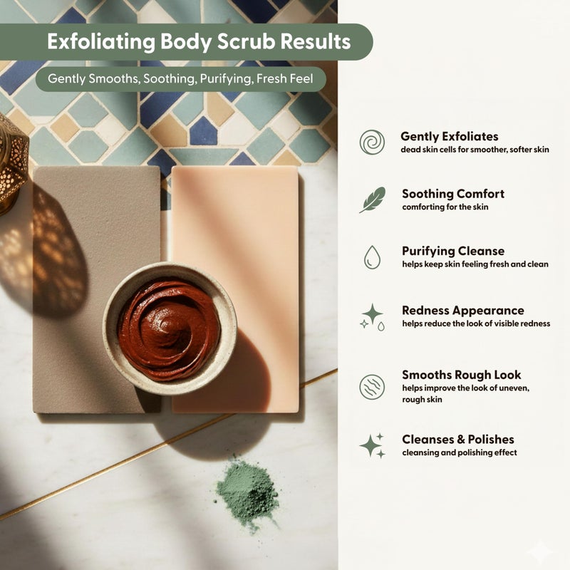 Argaviva Moroccan Tebrima Herbal Exfoliating Body Scrub Powder | Natural Body Exfoliator for Women & Men, Gentle Bikini Exfoliating Scrub with Nila, Henna, Rose & White Clay for Smooth, Glowing Skin - Image 4