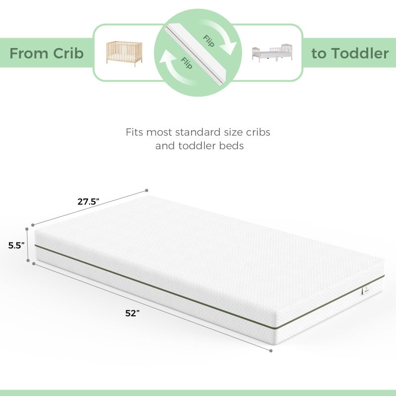 Dourxi Crib Mattress, Dual-Sided Comfort Baby and Toddler Mattress with Gel Memory Foam and Removable Cover, Fits Standard Size Cribs and Toddler Bed, 52x27.5x5.5 inches - Image 4