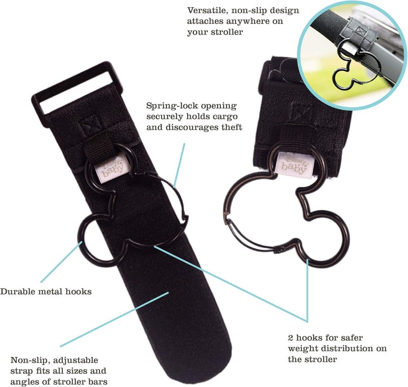 J.L. Childress Disney Baby by J.L. Childress Mickey Stroller Hooks, 2 Pack, Black - Image 2