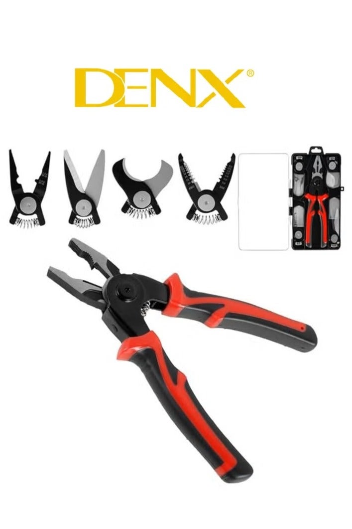 Denx 5-in-1 Heavy Duty Multi-Purpose Tool Set, Wire Strippers, Cable Cutters, and Crimping Pliers - Image 1