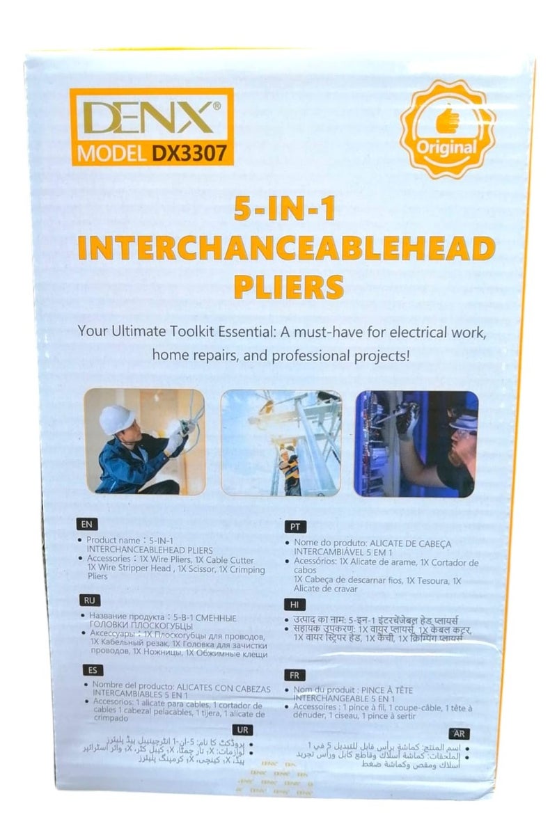 Denx 5-in-1 Heavy Duty Multi-Purpose Tool Set, Wire Strippers, Cable Cutters, and Crimping Pliers - Image 5