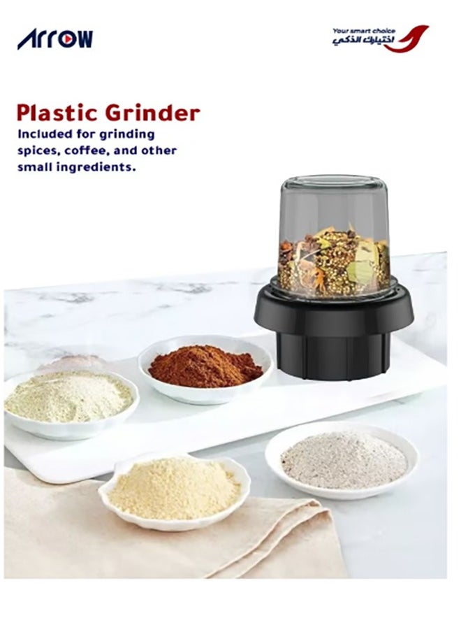 Blender 1.5L with Plastic Jar & Grinder, 400W | 2 Speeds | Special Features | Portable | White Color | Ideal for Blending & Grinding | RO-15PBSY