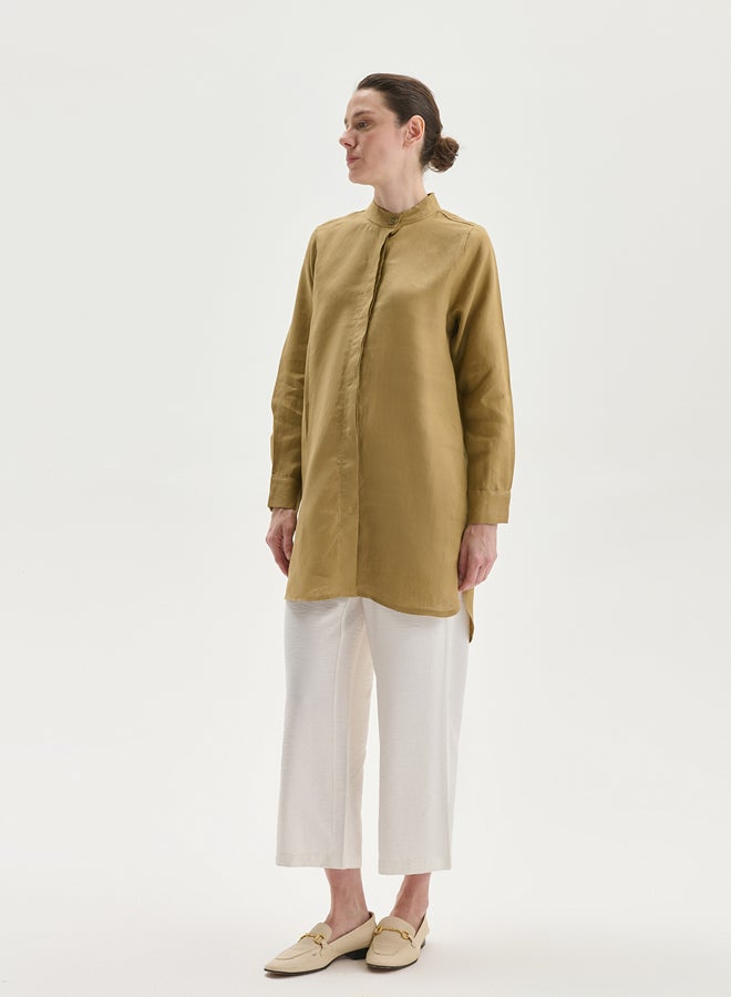 LC WAIKIKI Grandad Collar Linen Women's Shirt Tunic - Image 1