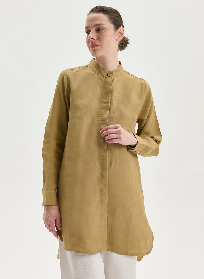 LC WAIKIKI Grandad Collar Linen Women's Shirt Tunic - Image 2