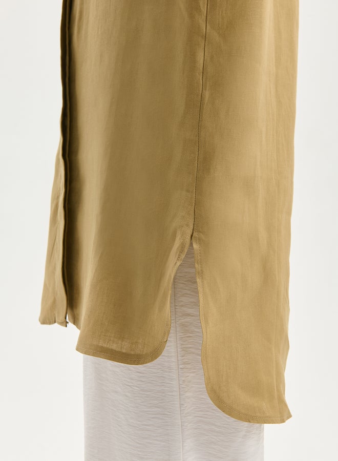 LC WAIKIKI Grandad Collar Linen Women's Shirt Tunic - Image 3