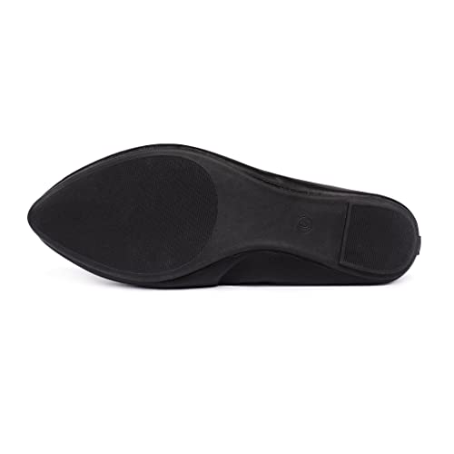 LM Women's Ballet Flat Slip On Pointed Toe Flats Shoes Classic Casual Dress Shoes Foldable Portable Travel Walking Shoes (8, Black) - Image 5