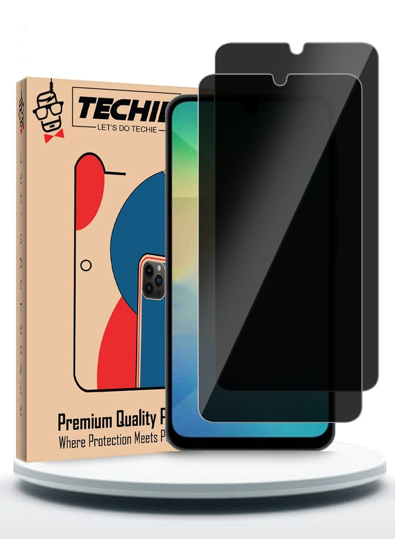 Techie حماية شاشة زجاجية مقساة للخصوصية بدقة عالية 2 عبوة لجهاز سامسونج جالاكسي A26 2025 - مضادة للفقاعات صلابة 9H سمك 0.33 مم حواف مدورة تركيب سهل - Image 1