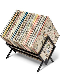 The Bros Record Holder - Matte Black Metal - 80-100 LP Storage - Simple, Quick Assembly - Vinyl Display, Storage - High-End Design - Protects Vinyl - Organize Albums - Book, Magazine, Files  - Image 1