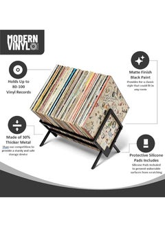 The Bros Record Holder - Matte Black Metal - 80-100 LP Storage - Simple, Quick Assembly - Vinyl Display, Storage - High-End Design - Protects Vinyl - Organize Albums - Book, Magazine, Files  - Image 4