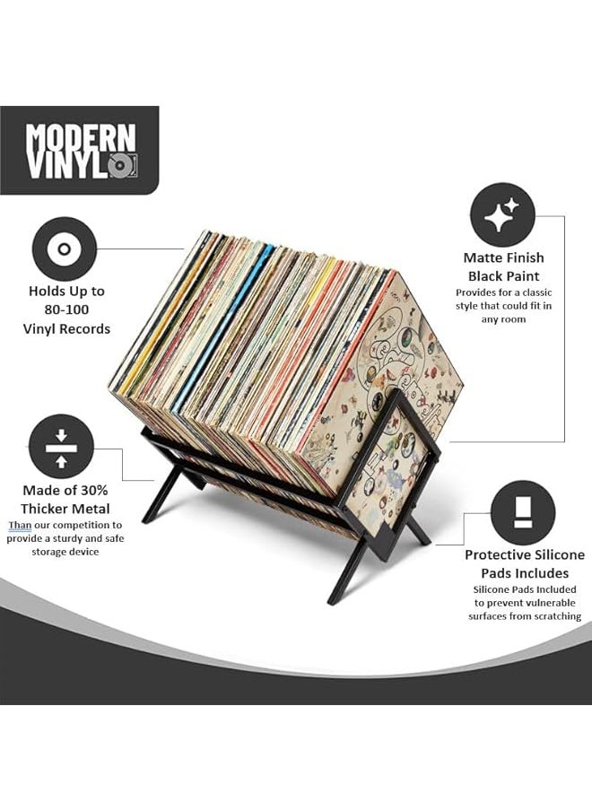 The Bros Record Holder - Matte Black Metal - 80-100 LP Storage - Simple, Quick Assembly - Vinyl Display, Storage - High-End Design - Protects Vinyl - Organize Albums - Book, Magazine, Files  - Image 4