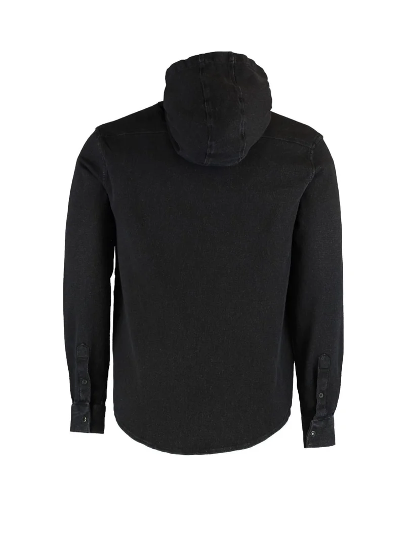 trendyol Zip Detail Hooded Relaxed Shirt