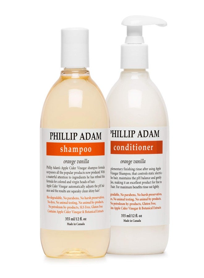 Phillip Adam Orange Vanilla Shampoo and Conditioner Set for All Types of Hair - Apple Cider Vinegar Formula - Enhance Shine and Restore Smoothness - 12 Ounce Each - Image 1