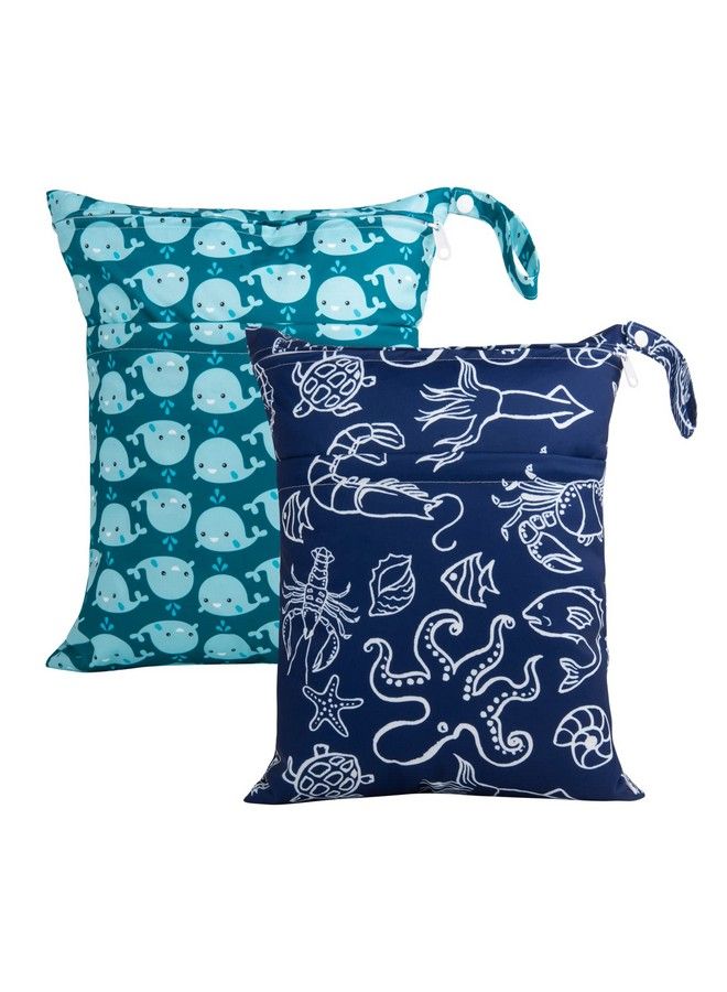 ALVA Baby 2Pcs Cloth Diaper Wet Dry Bags Waterproof Reusable With Two Zippered Pockets Travel Beach Pool Daycare Soiled Baby Items Yoga Gym Bag For Swimsuits Or Wet Clothes Lx Sw1821 - Image 1
