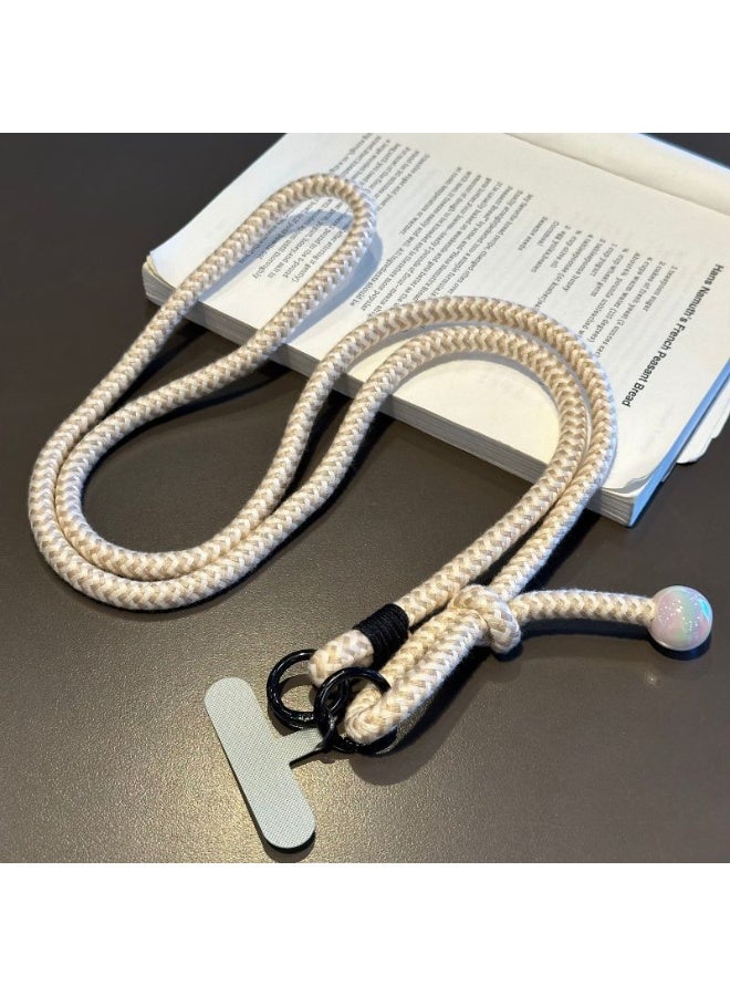 NIBEMINENT Beaded Phone Lanyard, Anti Lost Removable Wrist Strap, Long Sleeve Fashion Pearl Bracelet Pendant, Phone Keychain Lanyard,White