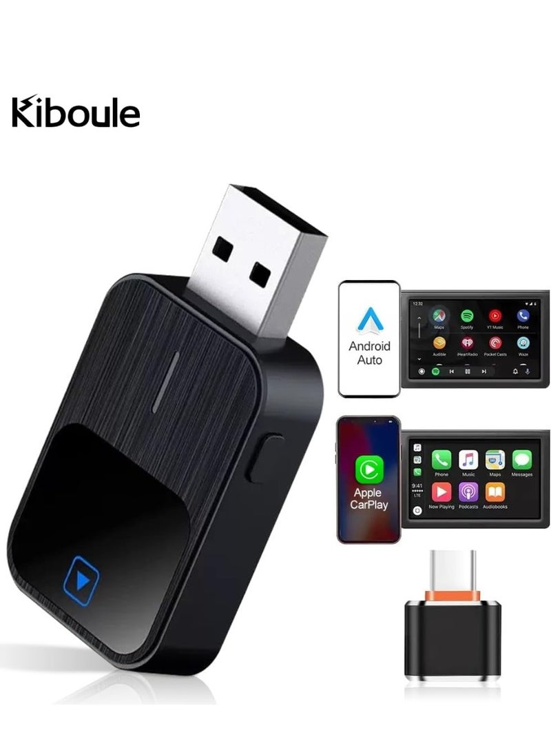 كيبول محول لاسلكي 2 في 1 CarPlay وAndroid Auto لاسلكي مع واي فاي سريع ومستقر 5 جيجاهرتز وبلوتوث لأجهزة iPhone iOS 12+/ Android 11+ - Image 1