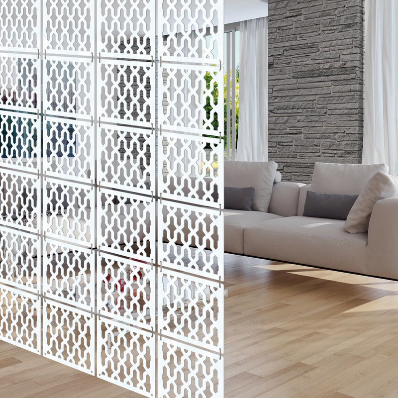 Olive Tree Olive Tree Wooden Room Divider for Living RoomElegant and Modern Hanging StyleScreen Partition for Decorate Bedroom Dining Room Aesthetic Separator for Home 12 Panels 115X115 White8050  - Image 2