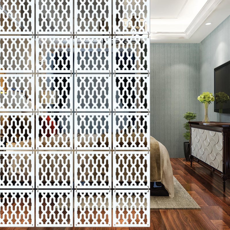 Olive Tree Olive Tree Wooden Room Divider for Living RoomElegant and Modern Hanging StyleScreen Partition for Decorate Bedroom Dining Room Aesthetic Separator for Home 12 Panels 115X115 White8050  - Image 1