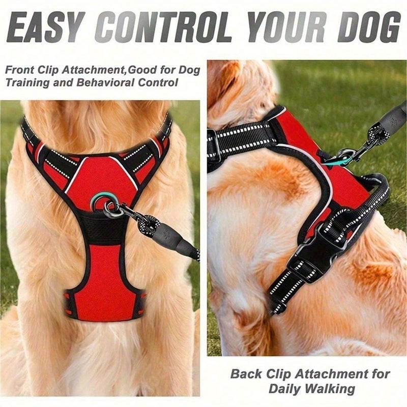 Protective Dog Chest Harness Fluorescent Green Reflective Anti Suffocation Double Traction Buckle Handle Padded Vest Adjustable Size Small To Medium Dogs - Image 4