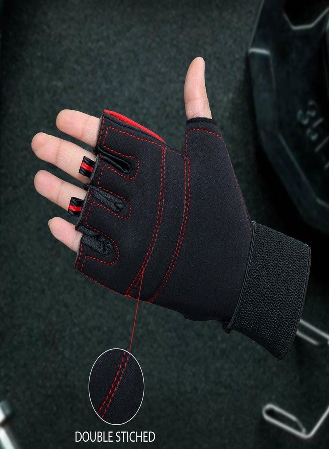 STYLERA Extra Soft Neoprene Lycra Wrist Palm Support Gym Workout Exercise Weight Lifting Training Fitness Hanging Pull Ups Gloves (Black, Pack of 1 Pair) - Image 4