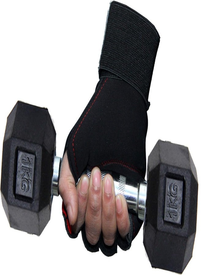 STYLERA Extra Soft Neoprene Lycra Wrist Palm Support Gym Workout Exercise Weight Lifting Training Fitness Hanging Pull Ups Gloves (Black, Pack of 1 Pair) - Image 3