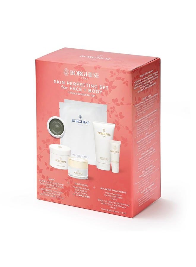Borghese 7-Piece Skin Perfecting Gift Set - Includes Mud Mask, AHA BHA Overnight Mask, Night Face Cream, Hand Sheet Masks, Shower Gel, & Body Cream - Image 3