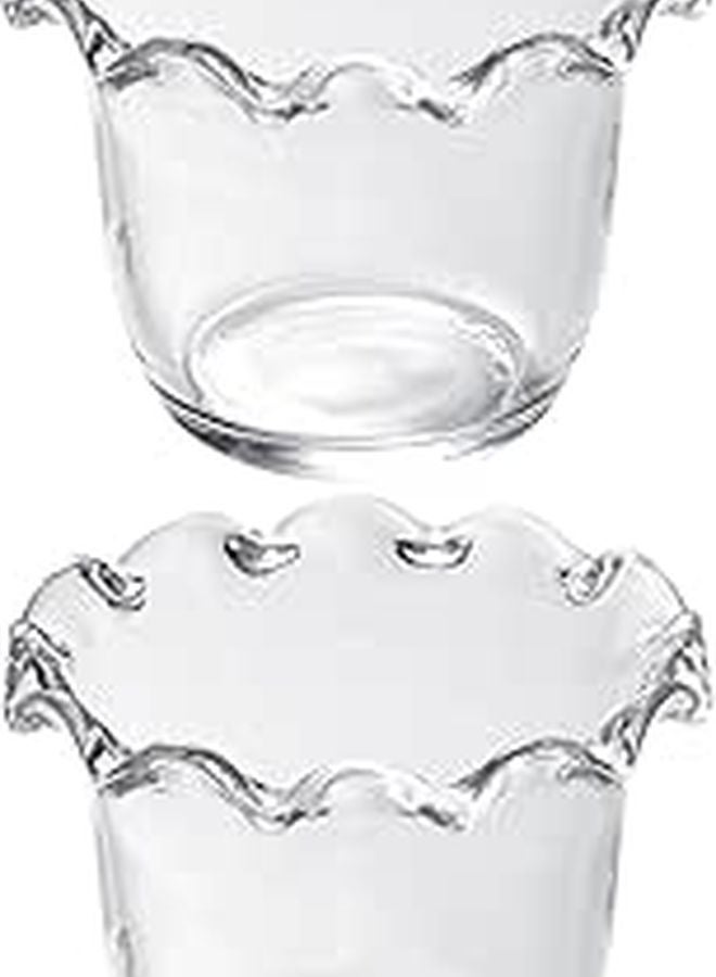 2pcs Small Glass Bowls with Beaded Edge for Dessert Salad Yogurt Cereal Fruit - Image 1