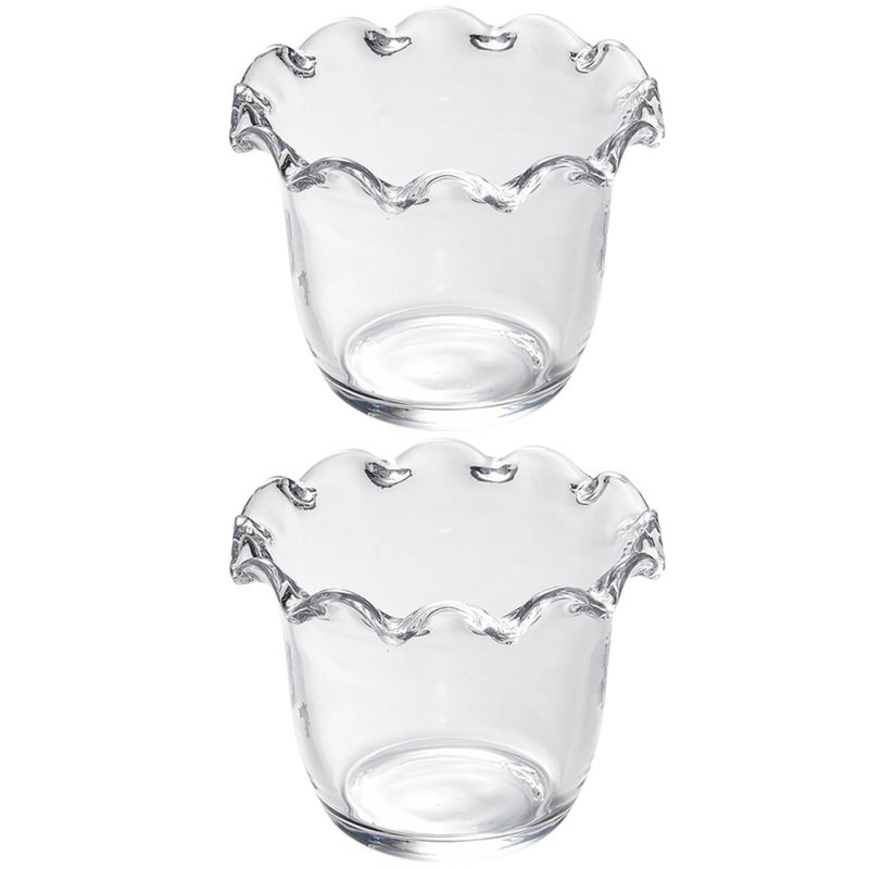 2pcs Small Glass Bowls with Beaded Edge for Dessert Salad Yogurt Cereal Fruit - Image 2