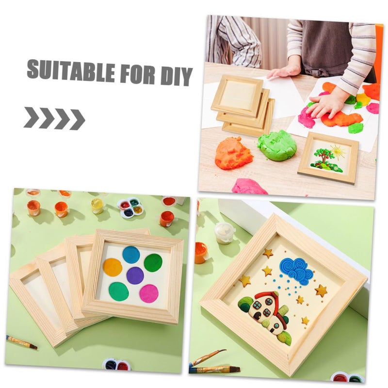 5 قطع إطارات صور خشبية قابلة للطلاء DIY مقاس 20x20 سم خفيفة الوزن فارغة للحرف اليدوية لعرض الأعمال الفنية - Image 4