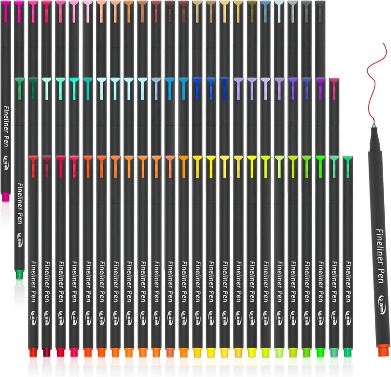 Tebik 80 Pack Planner Colored Pens, 72 Colors Drawing Pens with 8 Stencils, Fineliners for Journal Planner Note Calendar Writing Coloring, Drawing & Detailing School Office Art Supplies - Image 1