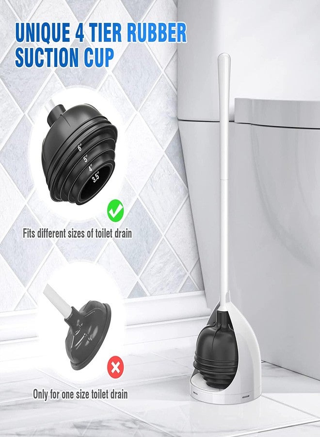 uptronic Toilet Plunger with Holder, Unique Plunger with All-Angle Design, Plungers for Bathroom with Holder, Heavy Duty Toilet Plunger for 5.7-inch Toilet Drain Bathroom Cleaning - Image 3
