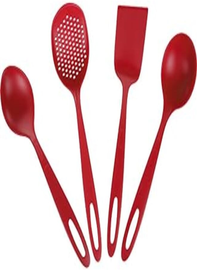 TRAMONTINA - Tramontina 1880/25199/701 Ability High Quality Nylon Utensil Set (Serving Spoon, Spatula, Skimmer, and Ladle), 4 Pieces - Red - Image 1