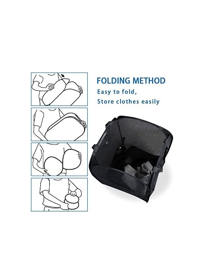 Foldable Pop Up Net Laundry Basket Storage Solution Compact Bin Mesh Collapsible Bag  Laundry Hamper  Collapsible Laundry Basket with Durable Handles & Side