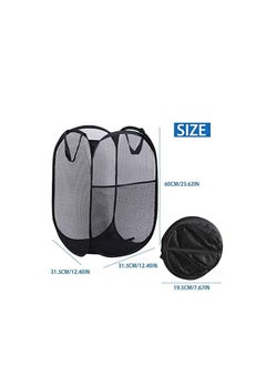 TYCOM Foldable Pop Up Net Laundry Basket Storage Solution Compact Bin Mesh Collapsible Bag  Laundry Hamper  Collapsible Laundry Basket with Durable Handles & Side  - Image 2