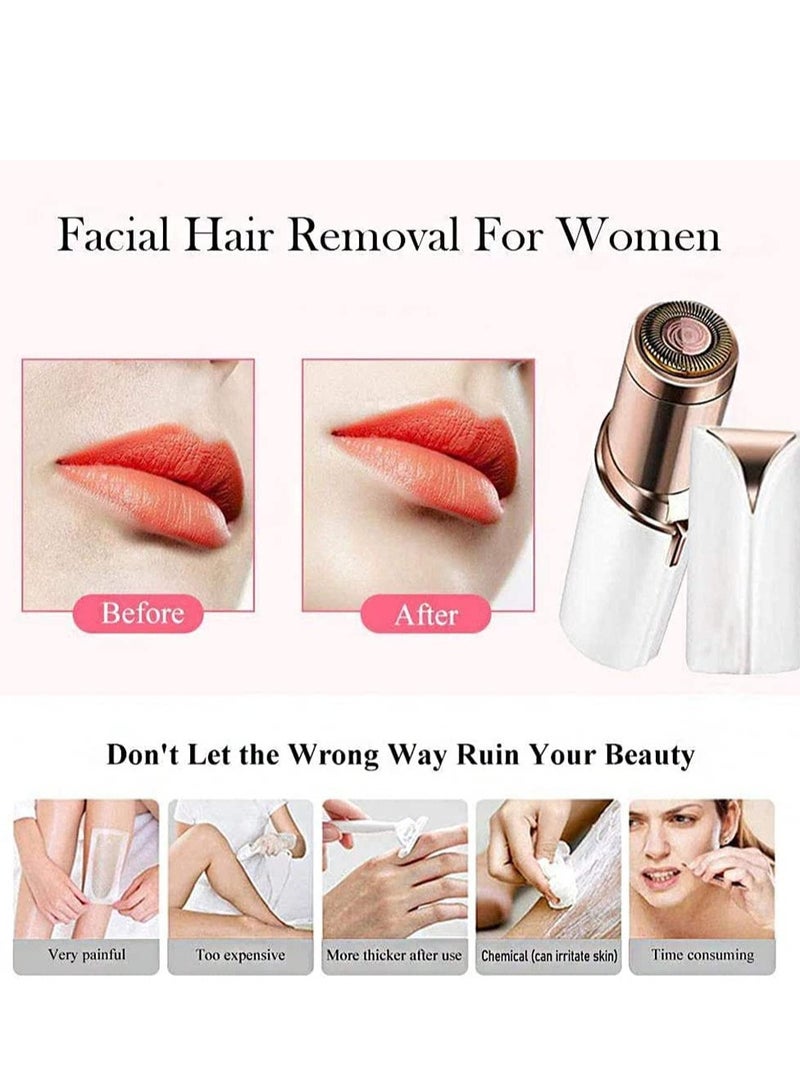Electric Facial Hair Remover, Women’s Portable Facial Hair Trimmer, Best Painless Flawless Hair Remover for Women Bikini Area, Peach Fuzz, Upper Lip, Arm (White) - Image 3