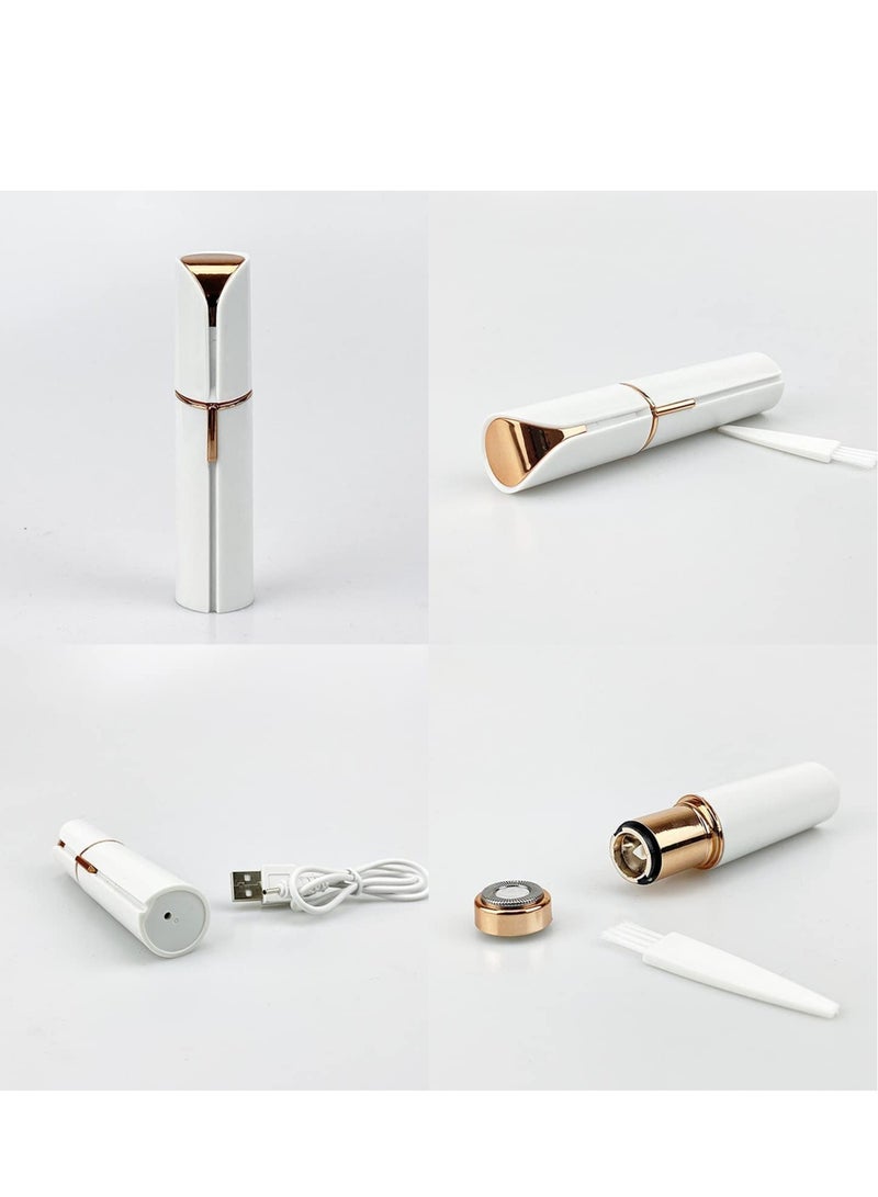 Electric Facial Hair Remover, Women’s Portable Facial Hair Trimmer, Best Painless Flawless Hair Remover for Women Bikini Area, Peach Fuzz, Upper Lip, Arm (White) - Image 4