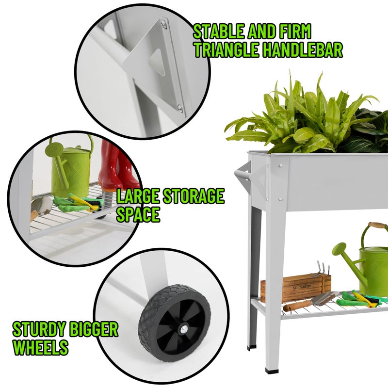 LEETOLLA ð‘ðšð¢ð¬ðžð ð†ðšð«ððžð§ ððžð ðŽð®ð­ðð¨ð¨ð« Elevate Herb Garden Planter Box Outdoor Raised Planter Box with Legs On Wheels for Vegetables Flower Tomato Patio Backyard - Image 5