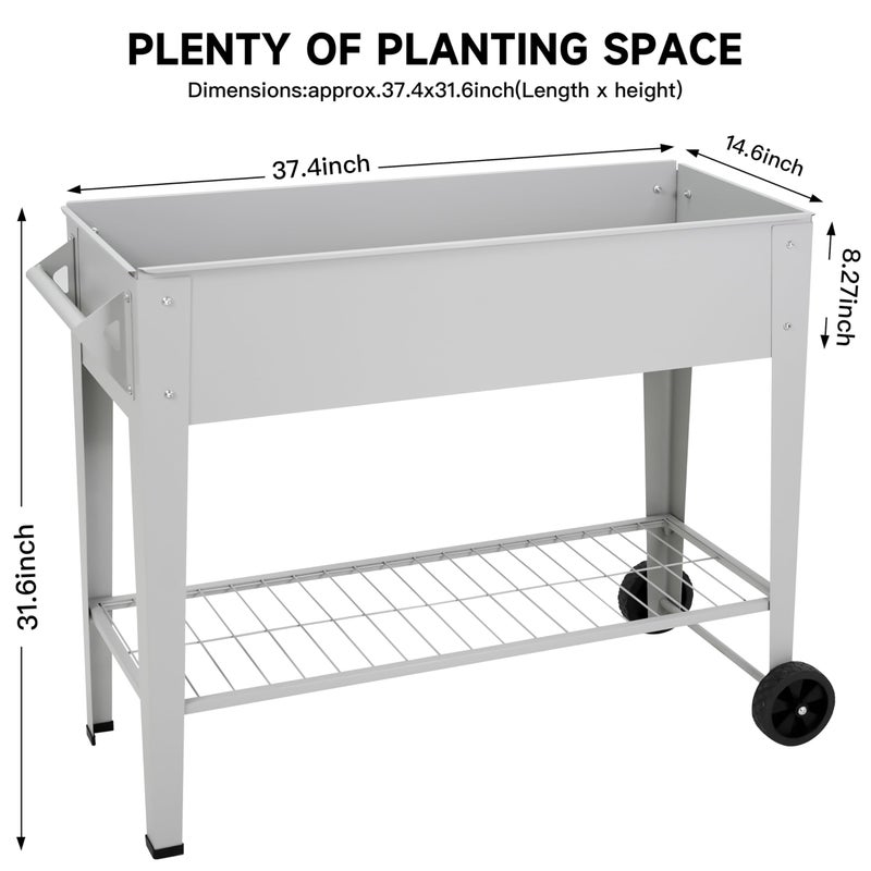 LEETOLLA ð‘ðšð¢ð¬ðžð ð†ðšð«ððžð§ ððžð ðŽð®ð­ðð¨ð¨ð« Elevate Herb Garden Planter Box Outdoor Raised Planter Box with Legs On Wheels for Vegetables Flower Tomato Patio Backyard - Image 4