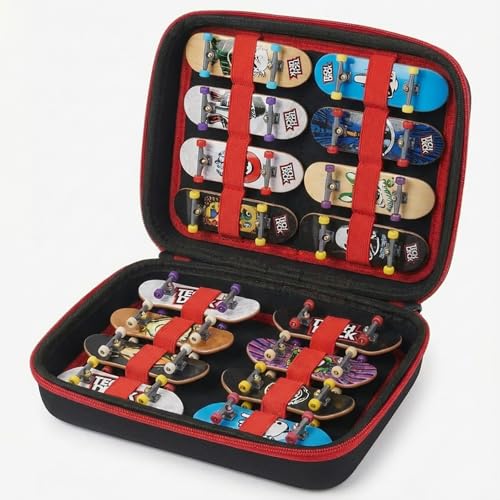 SCLWSS Carrying Case Compatible with Teck Deck Ultra DLX Finger Skateboards Portable Storage Case for Up to 16 Fingerboards Carrying Organizer for Teck Deck Finger Skateboardsredblack - Image 1