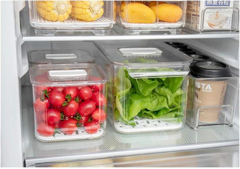 SANNO Produce Saver Containers for Refrigerator - Stackable Kitchen Organizer Keeper Bin, with Removable Drain Tray, Set of 6 - Image 3