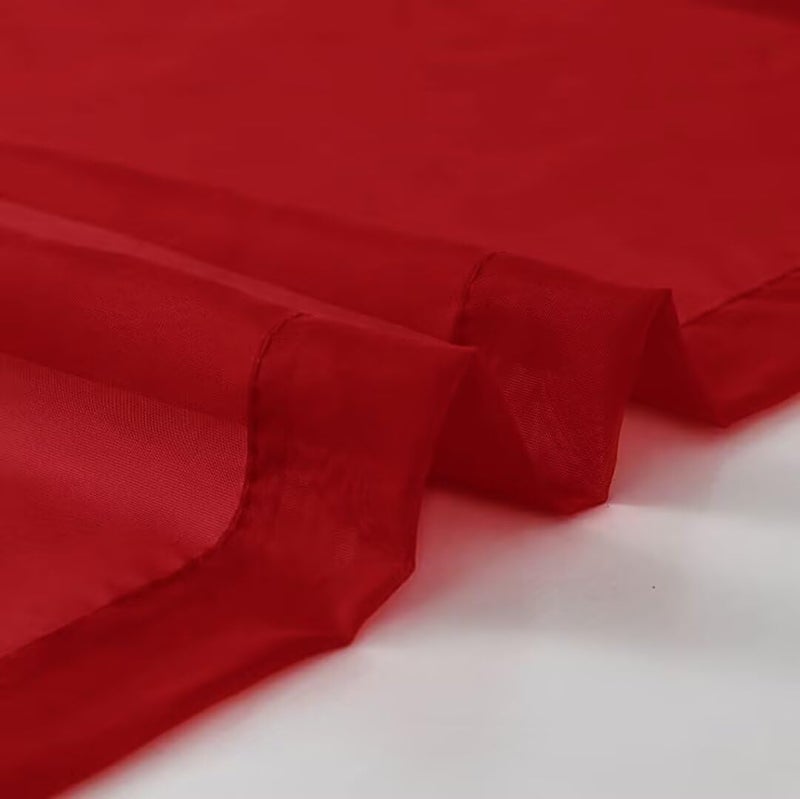 SpaceDresser Sheer Voile Window Treatment Rod Pocket Curtain Panels for Kitchen Bedroom Living Room Drapes Sunlight Filtering Privacy Semi Home Decor Assorted Colors Sizes (Christmas Red, 52 W x 84 L) - Image 4