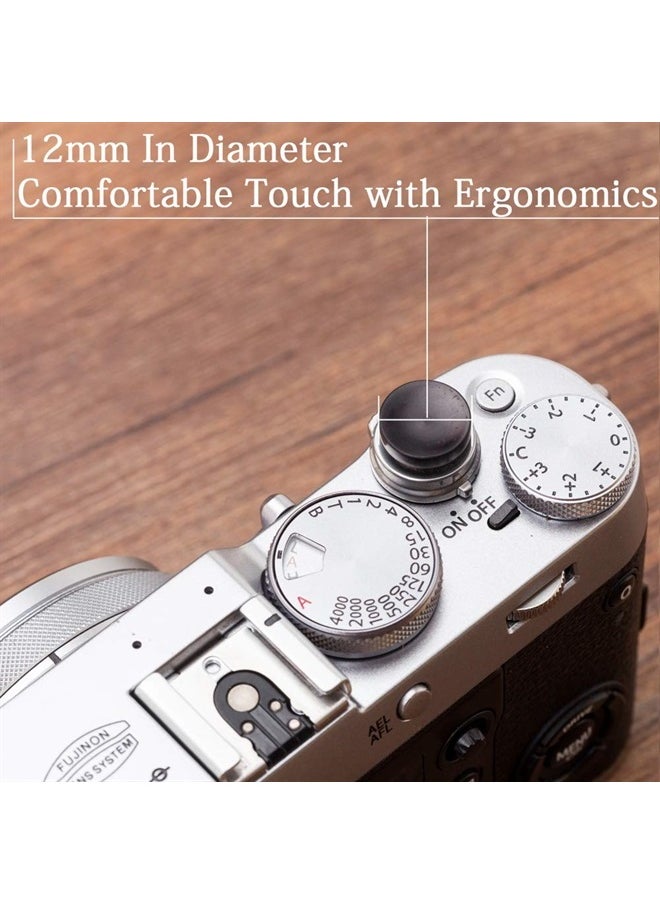 VKO - Wooden Soft Shutter Release Button Compatible with Fujifilm X-T30 X-T3 X100F X-T20 X-PRO2 X-E2S X20 X30 X100T X100S X-E2 X-E3 XPRO-3 X-T10 Camera 12mm Concave Surface Black(Wood Grain Random) - Image 1