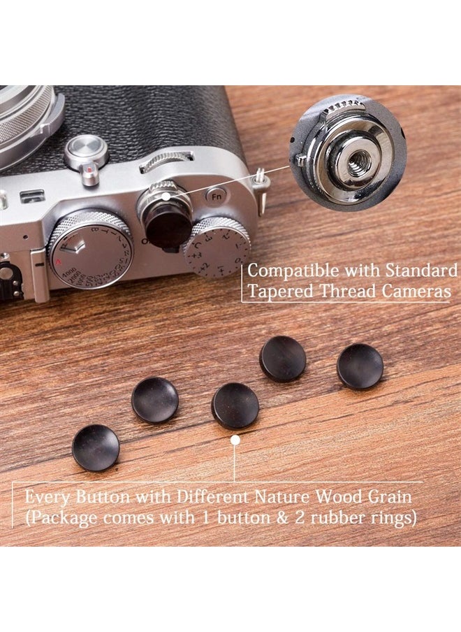 VKO - Wooden Soft Shutter Release Button Compatible with Fujifilm X-T30 X-T3 X100F X-T20 X-PRO2 X-E2S X20 X30 X100T X100S X-E2 X-E3 XPRO-3 X-T10 Camera 12mm Concave Surface Black(Wood Grain Random) - Image 1