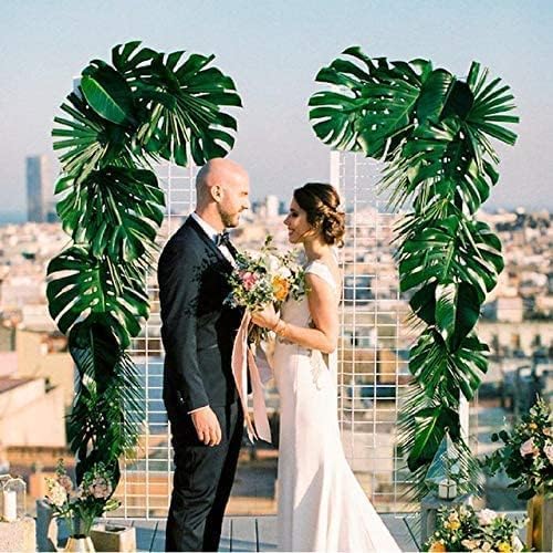 Ledoira 50Pcs Artificial Tropical Palm Leaves with Stems Fake Plant Leaves for Easter Hawaiian Luau Safari Jungle Beach Wedding Birthday Party Theme Table Decorations - Image 5